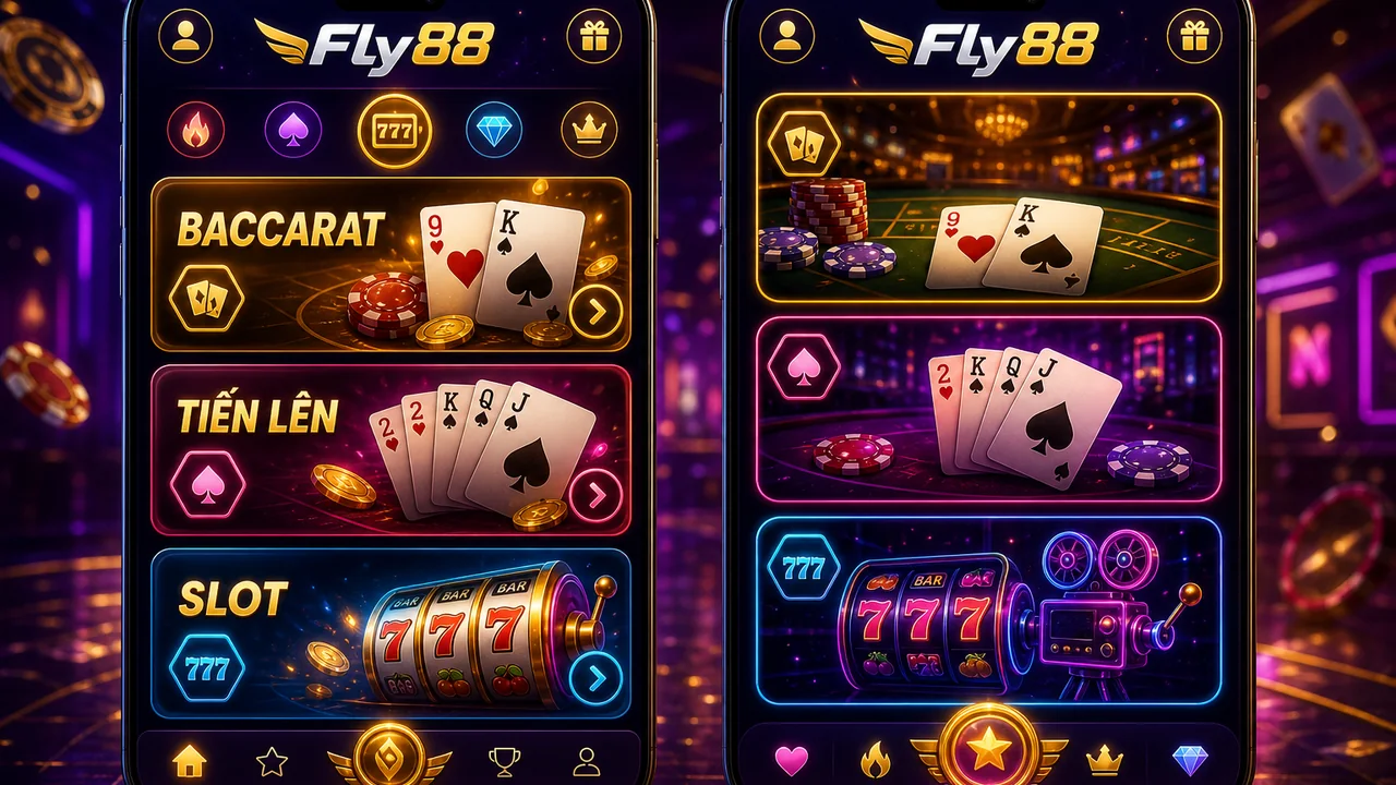 Cuộn hay chạm: Fly88 bố cục danh sách và thẻ trò chơi trên điện thoại